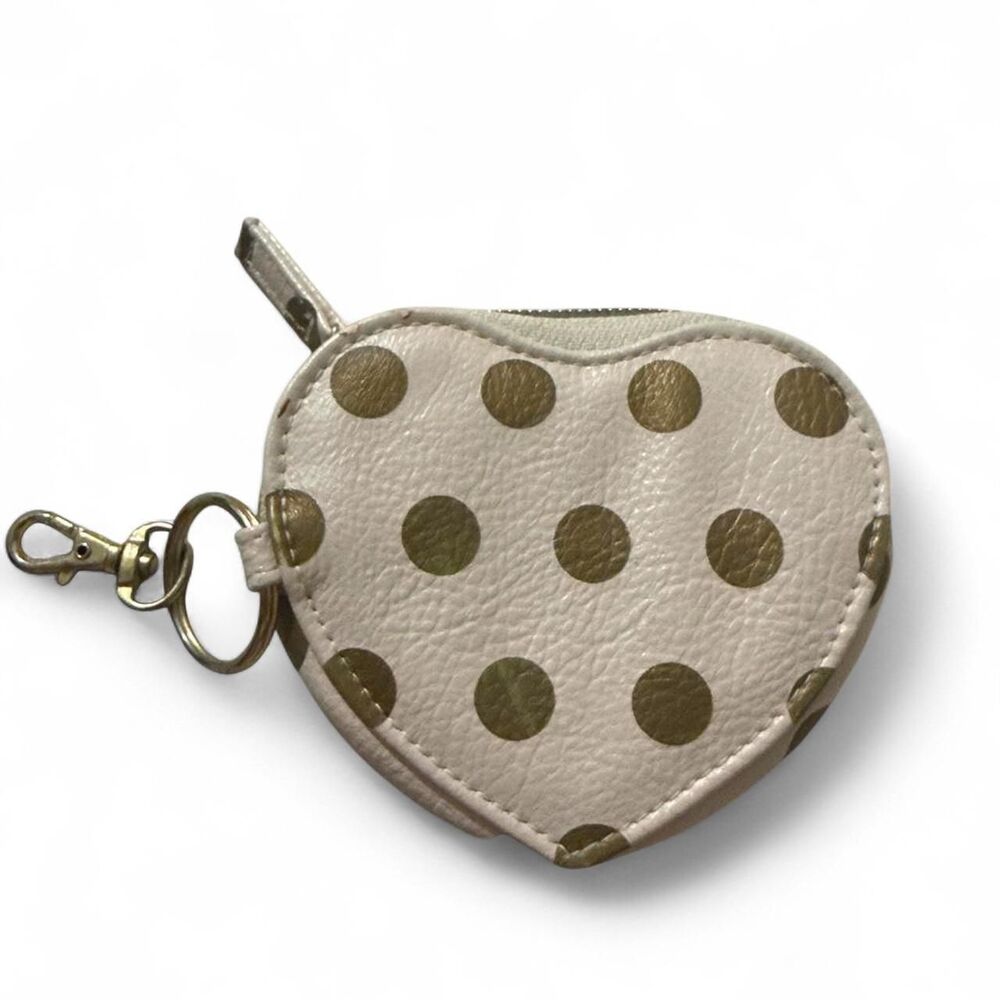 gold polka dot heart-shaped coin purse